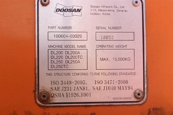 CARGADOR FRONTAL DOOSAN DL200A - 0052 - Imagen 5