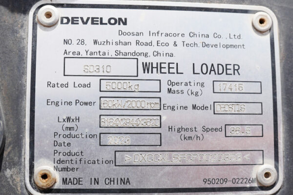 CARGADOR FRONTAL DEVELON SD310 - 0353 - Imagen 5