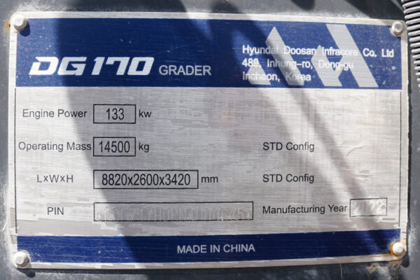 MOTONIVELADORA DOOSAN DG 170 - 0675 - Imagen 5