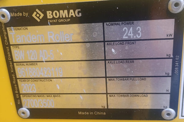 COMPACTADOR RODILLO DOBLE BOMAG BW 120 AD-5 - 3119 - Imagen 2