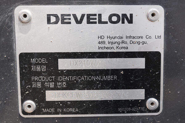 EXCAVADORA DEVELON DX210WA - 6579 - Imagen 4