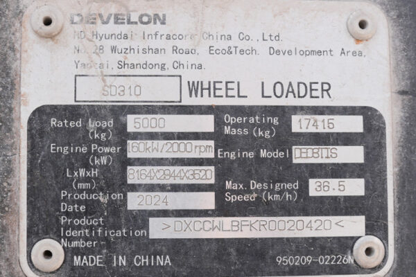 CARGADOR FRONTAL DEVELON SD310 - 0420 - Imagen 4