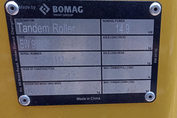 COMPACTADOR RODILLO DOBLE BOMAG BW 900-50 - 1112 - Imagen 4