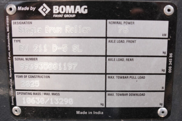 COMPACTADOR SENCILLO BOMAG BW 211 D-5 SL - 1197 - Imagen 5