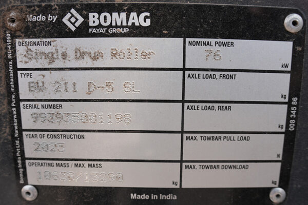 COMPACTADOR SENCILLO BOMAG BW 211 D-5 SL - 1198 - Imagen 5
