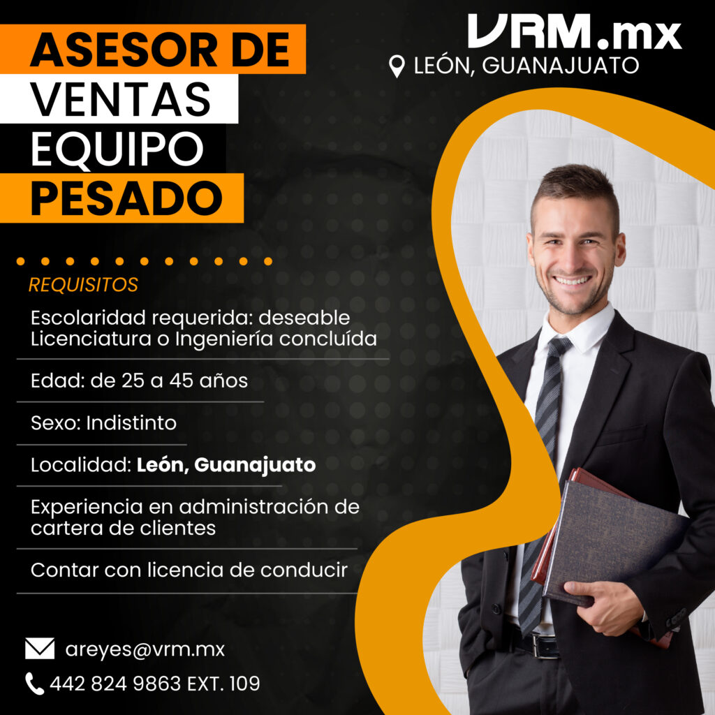Vacante Asesor de ventas equipo pesado